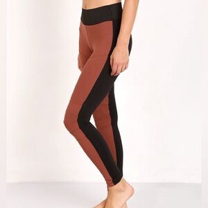 Koral Moto Mid Rise Leggings Sandstone with Black